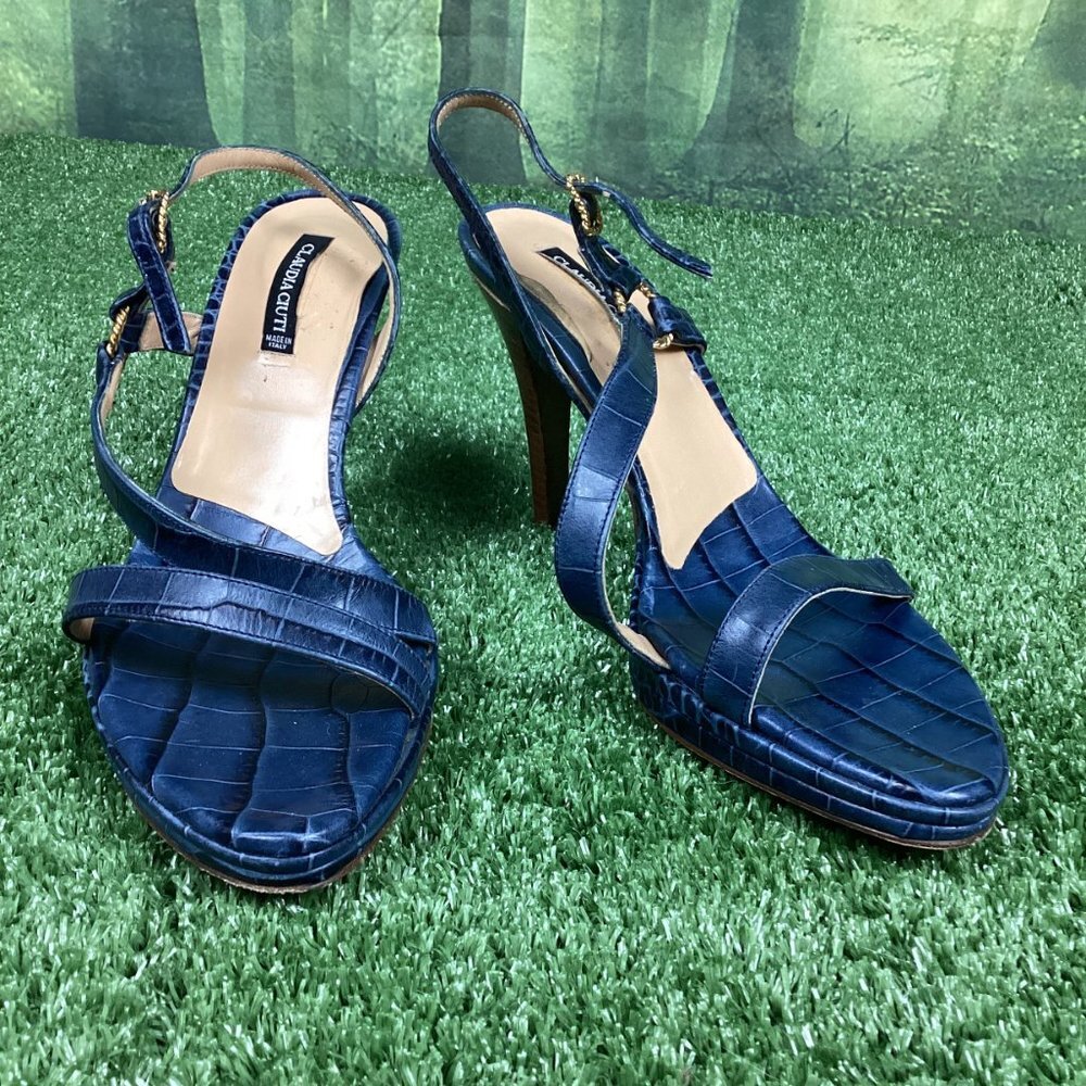 Vintage Claudia Ciuti  Blue Sandal Heel Pumps 10M